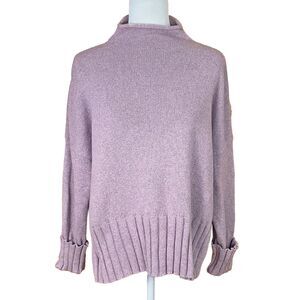 Madewell Glenmoor Mockneck Sweater Size M Heather Amethyst Cotton Merino Wool